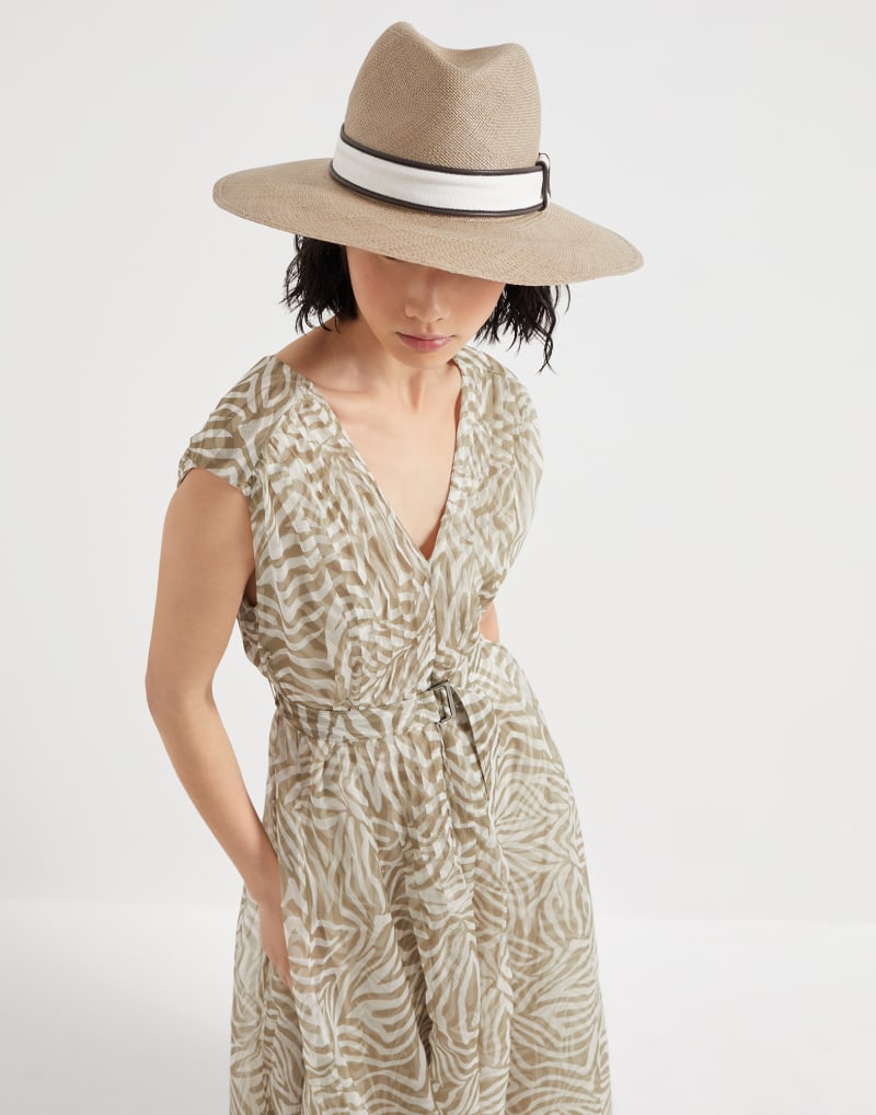 BRUNELLO CUCINELLI WOMEN'S SILK BEIGE PATTERNED DRESS