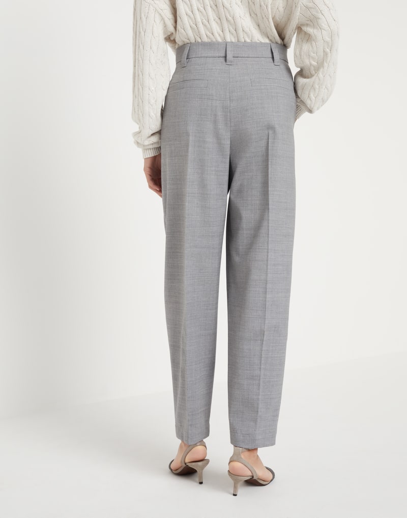 BRUNELLO CUCINELLI WOMEN'S LIGHT GREY WOOL TROUSERS