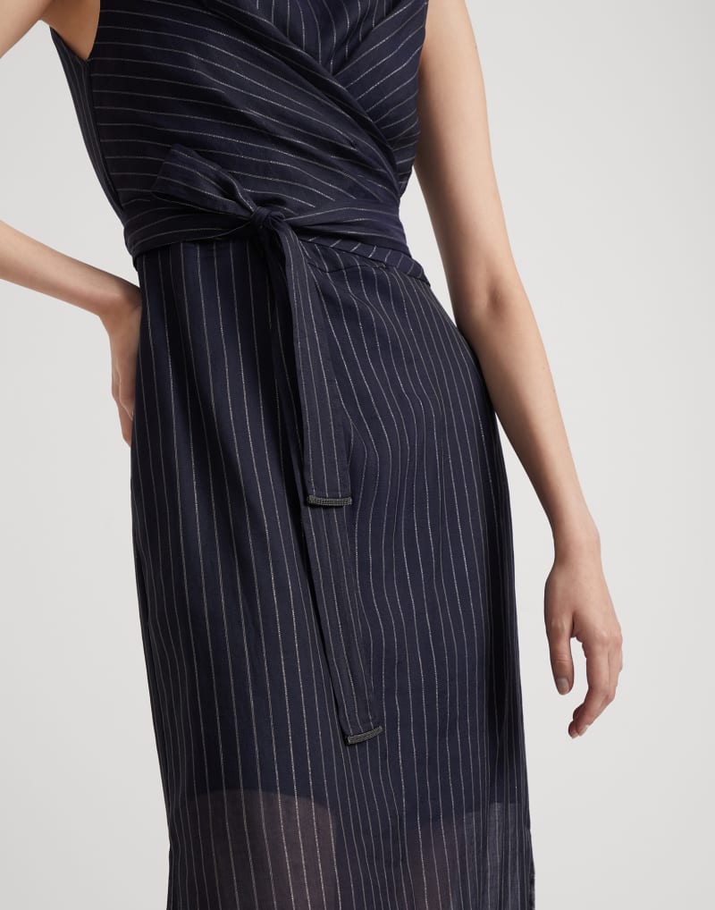 BRUNELLO CUCINELLI WOMEN'S NAVY SLEEVELESS WRAP DRESS