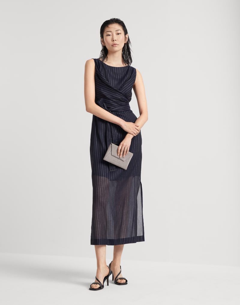 BRUNELLO CUCINELLI WOMEN'S NAVY SLEEVELESS WRAP DRESS
