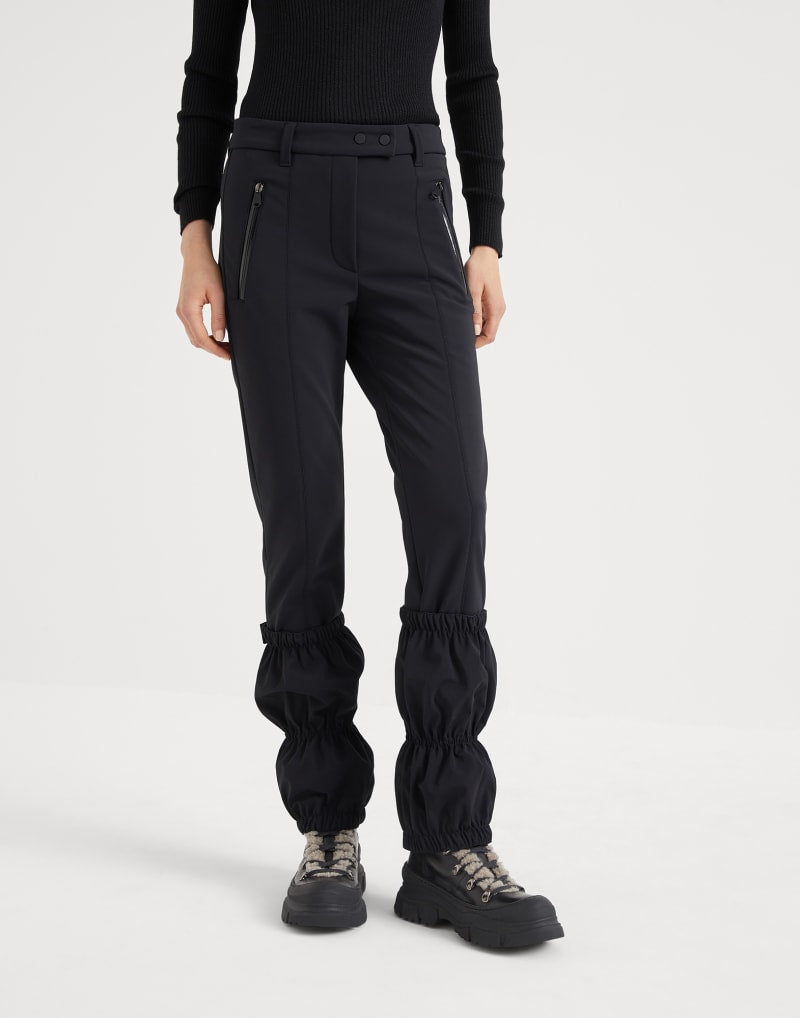 BRUNELLO CUCINELLI WOMEN'S BLACK GATHERED HEM TROUSERS