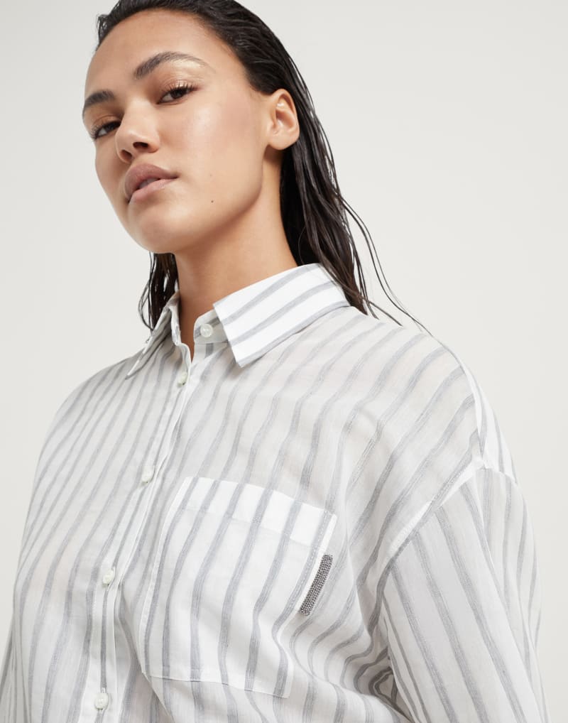 BRUNELLO CUCINELLI WOMEN'S WHITE STRIPED OVERSIZED SHIRT