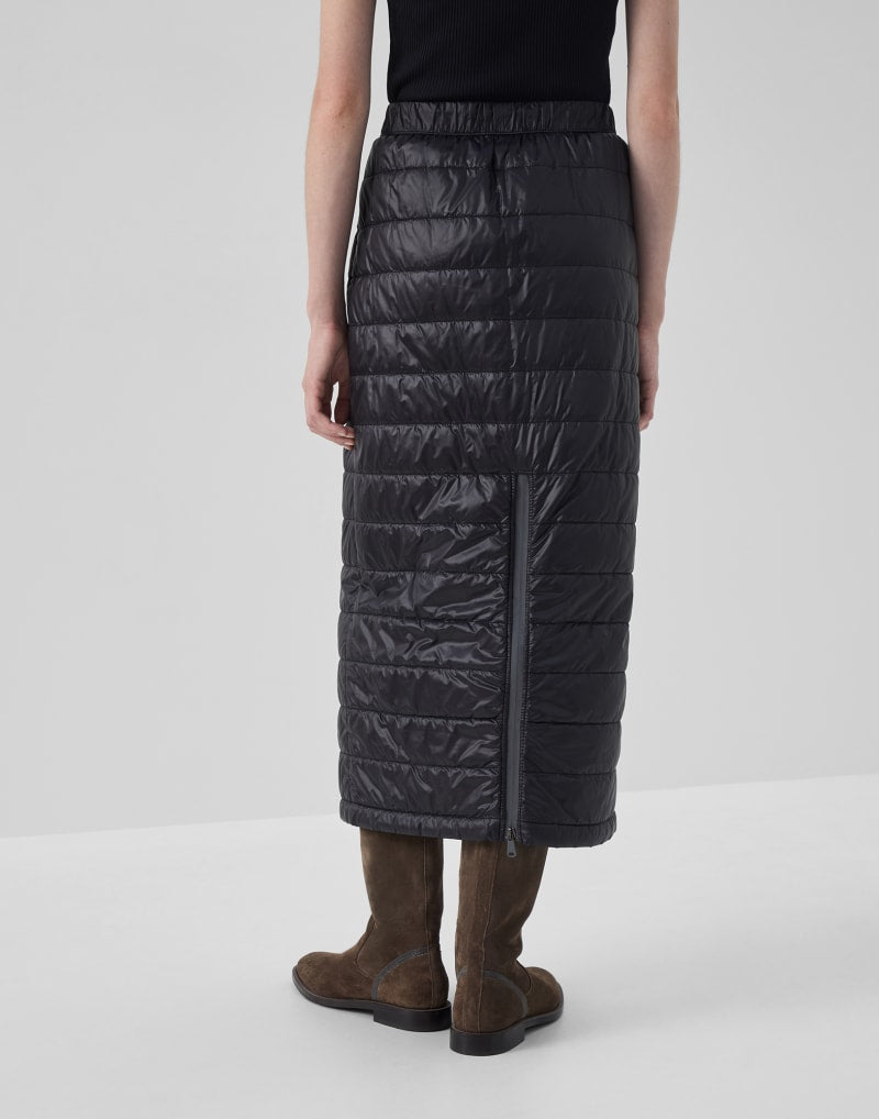 BRUNELLO CUCINELLI WOMEN'S BLACK QUILTED MIDI SKIRT