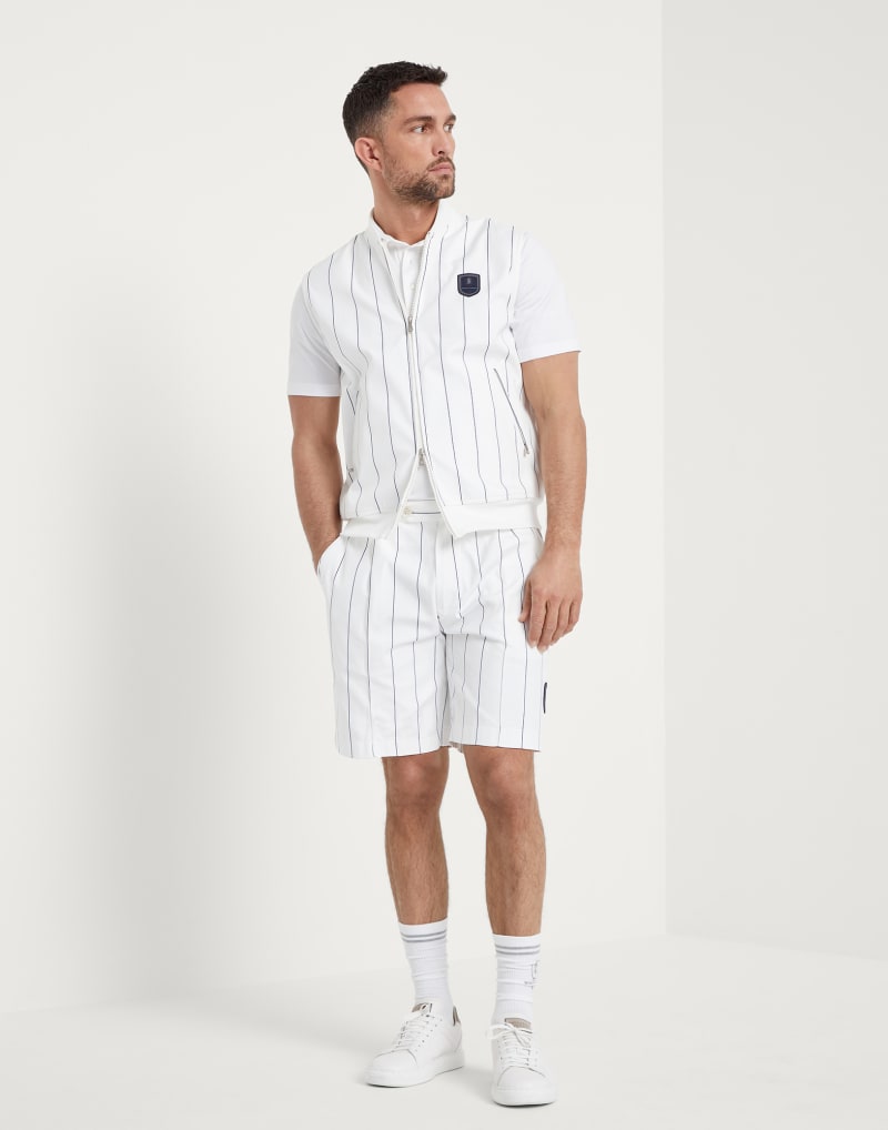 BRUNELLO CUCINELLI MEN'S WHITE STRETCH POLO SHIRT