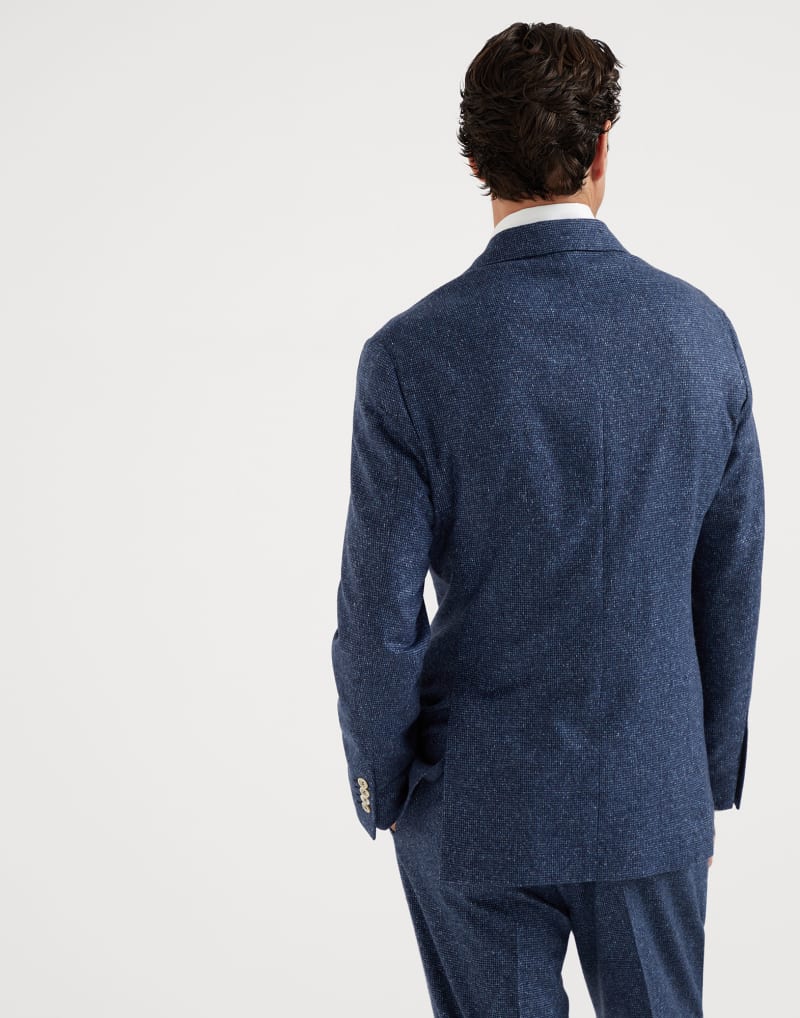 BRUNELLO CUCINELLI MEN'S BLUE WOOL SILK TAILORED BLAZER