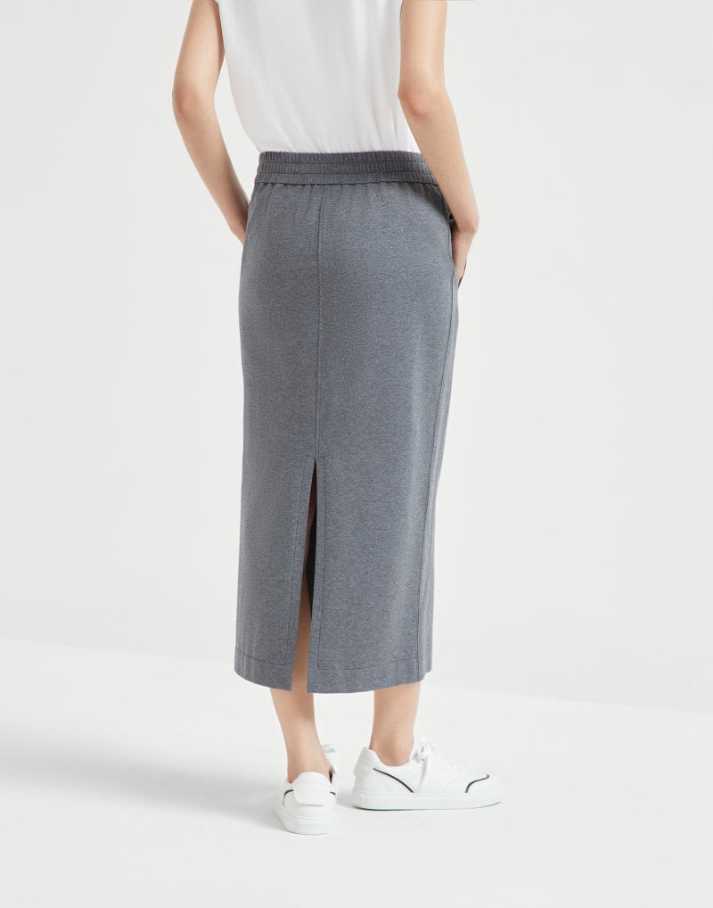 BRUNELLO CUCINELLI WOMEN'S GREY MIDI STRAIGHT SKIRT