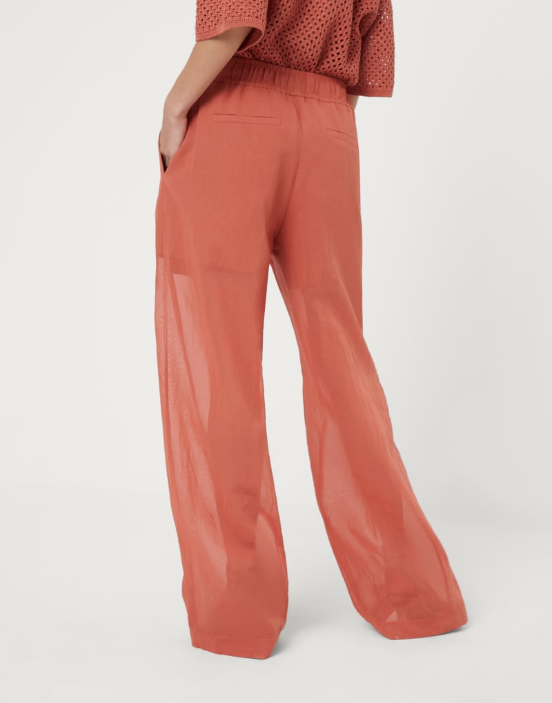 BRUNELLO CUCINELLI WOMEN'S RUST RELAXED WIDE LEG TROUSERS