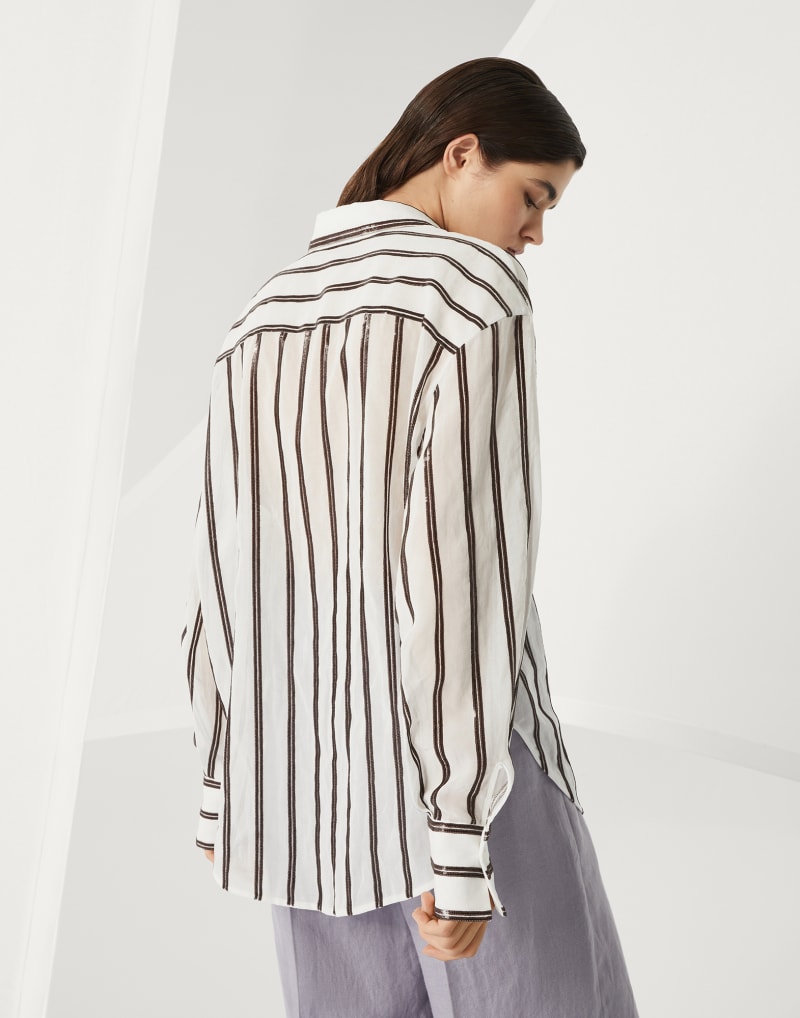 BRUNELLO CUCINELLI WOMEN'S WHITE STRIPED RELAXED SHIRT