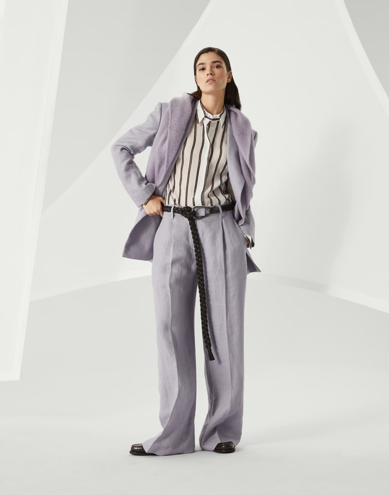 BRUNELLO CUCINELLI WOMEN'S WHITE STRIPED RELAXED SHIRT