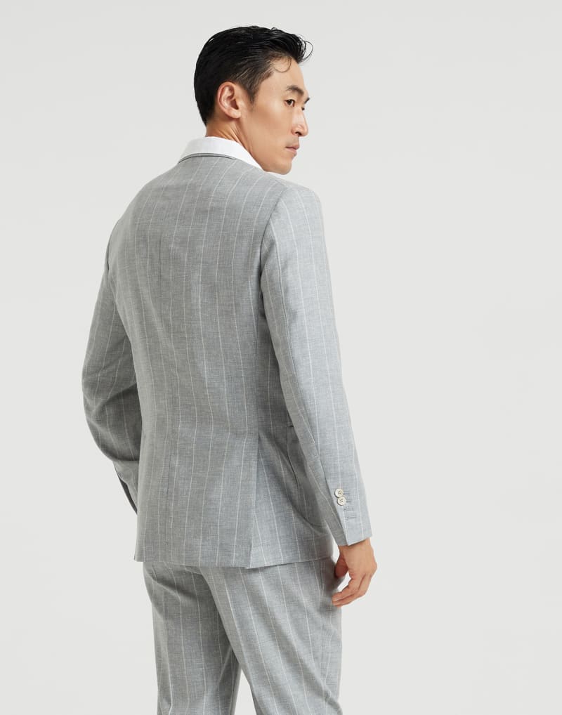 BRUNELLO CUCINELLI MEN'S LIGHT GREY WOOL BLAZER