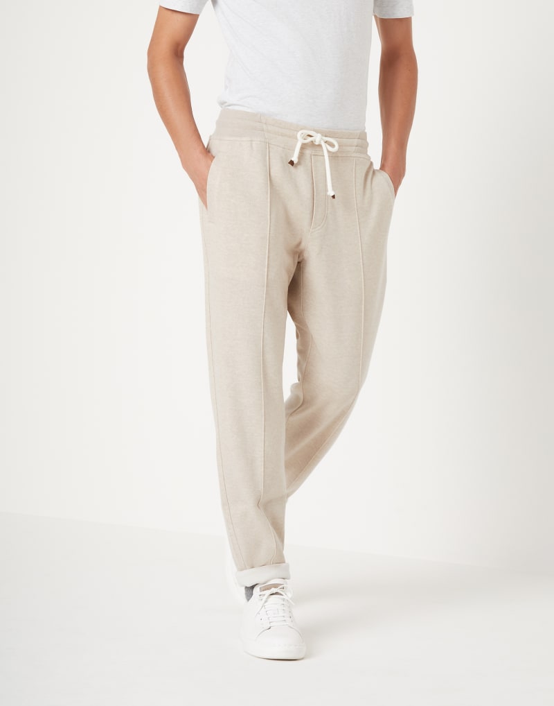 BRUNELLO CUCINELLI MEN'S LIGHT BEIGE WOOL TROUSERS