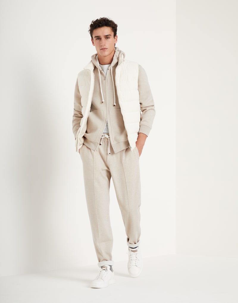 BRUNELLO CUCINELLI MEN'S LIGHT BEIGE WOOL TROUSERS
