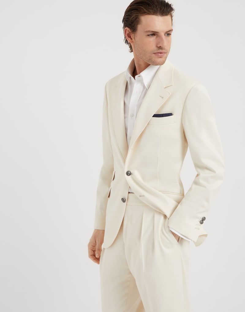 BRUNELLO CUCINELLI MEN'S OFF WHITE WOOL COTTON BLAZER