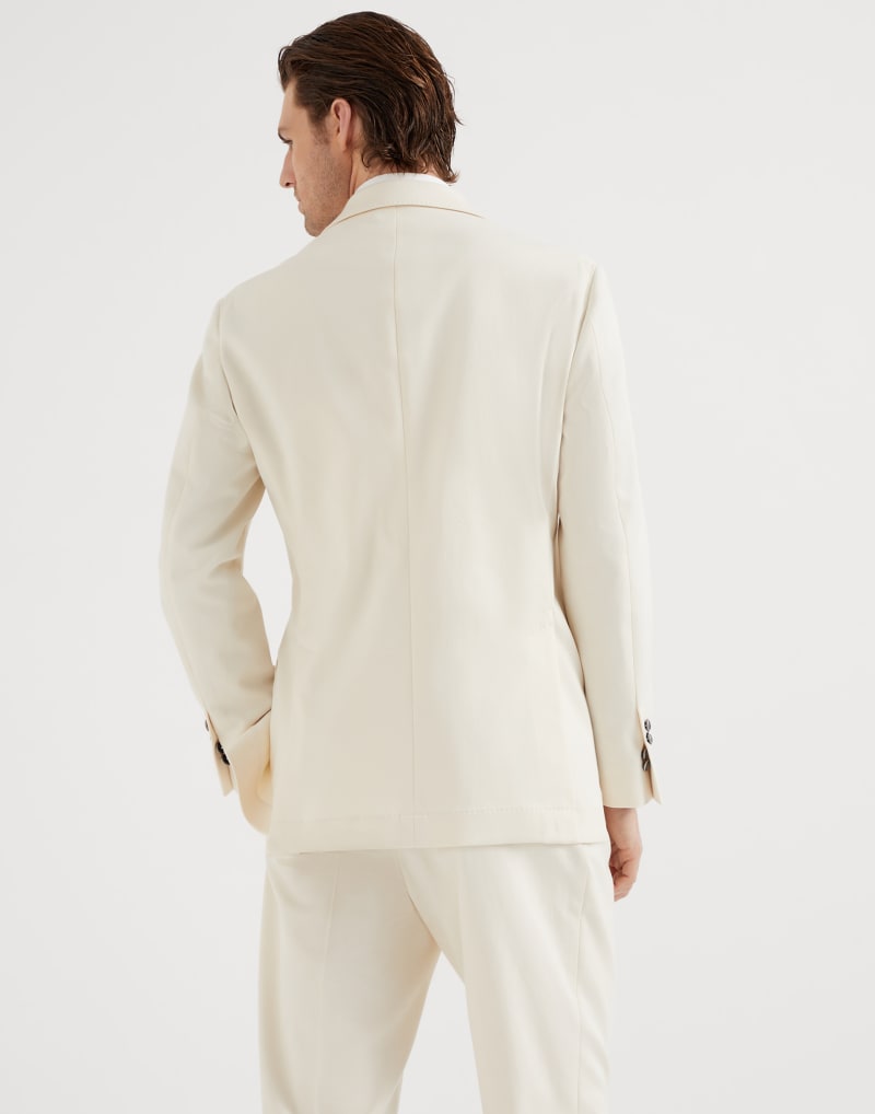 BRUNELLO CUCINELLI MEN'S OFF WHITE WOOL COTTON BLAZER