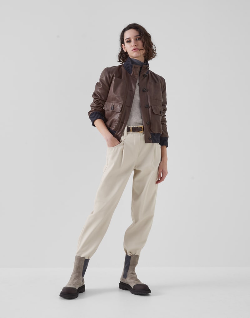 BRUNELLO CUCINELLI WOMEN'S LIGHT BEIGE RELAXED TROUSERS