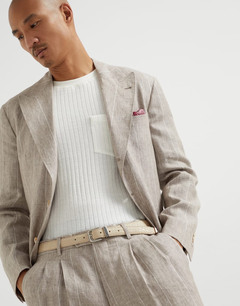 BRUNELLO CUCINELLI MEN'S LIGHT BEIGE LINEN SUIT