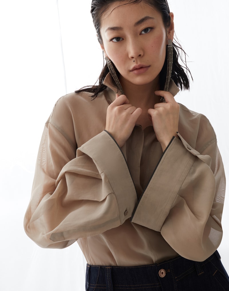 BRUNELLO CUCINELLI WOMEN'S LIGHT BEIGE OVERSIZED SHIRT