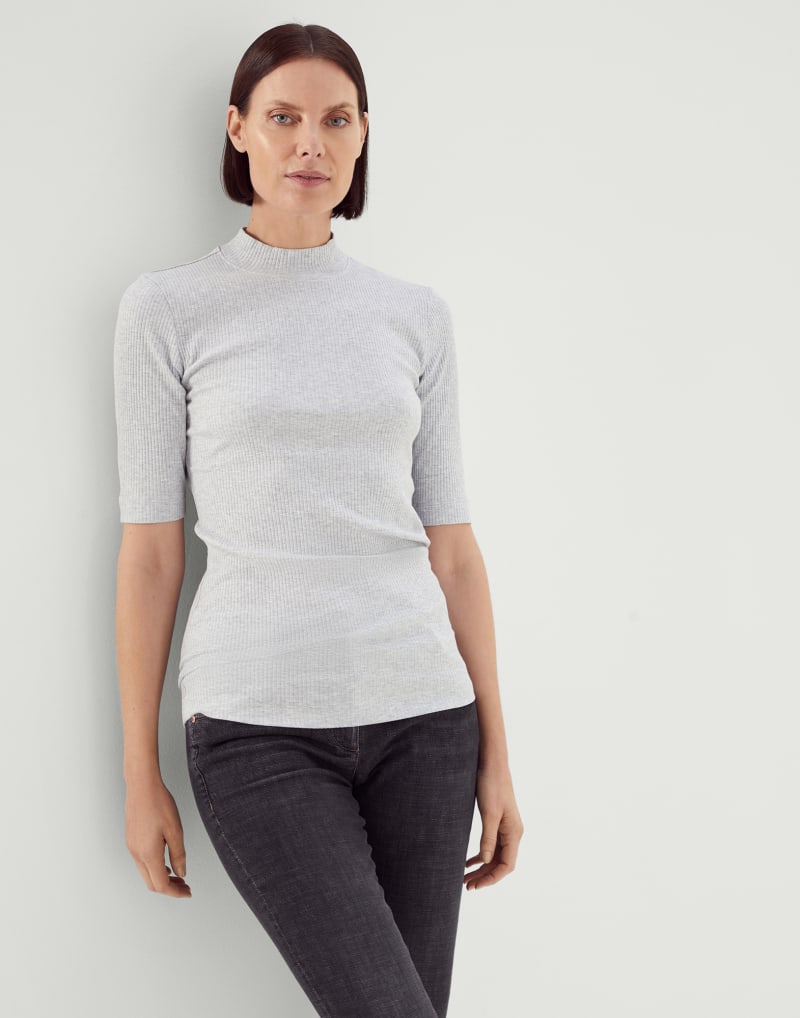 BRUNELLO CUCINELLI WOMEN'S LIGHT GREY FITTED SHIRT