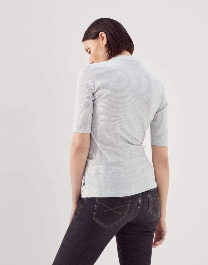 BRUNELLO CUCINELLI WOMEN'S LIGHT GREY FITTED SHIRT