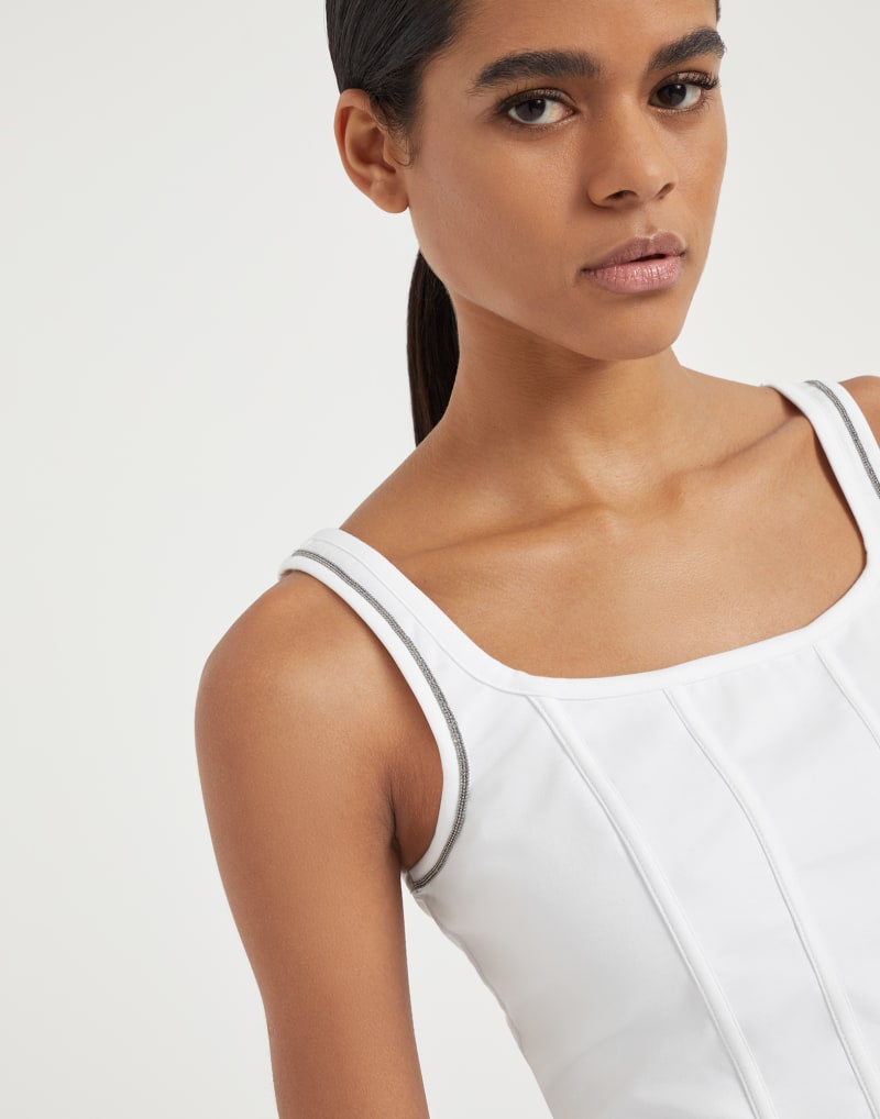 BRUNELLO CUCINELLI WOMEN'S WHITE FITTED TANK TOP