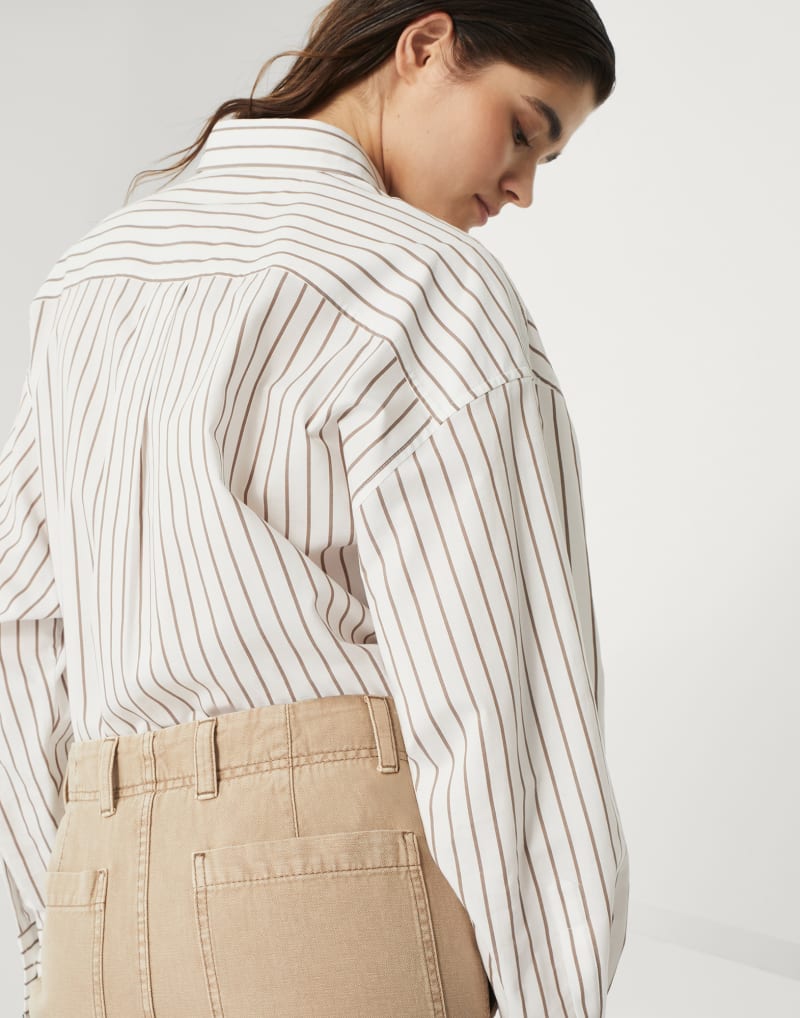 BRUNELLO CUCINELLI WOMEN'S BEIGE LINEN COTTON SLIT SKIRT