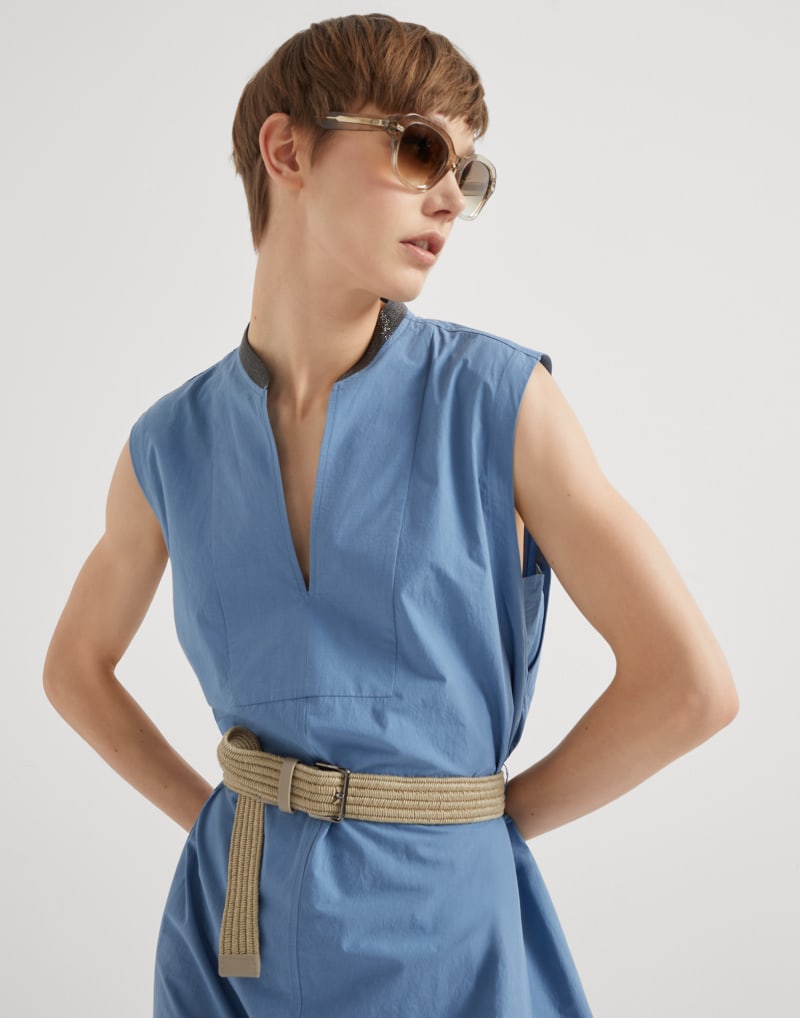 BRUNELLO CUCINELLI WOMEN'S LIGHT BLUE SLEEVELESS DRESS