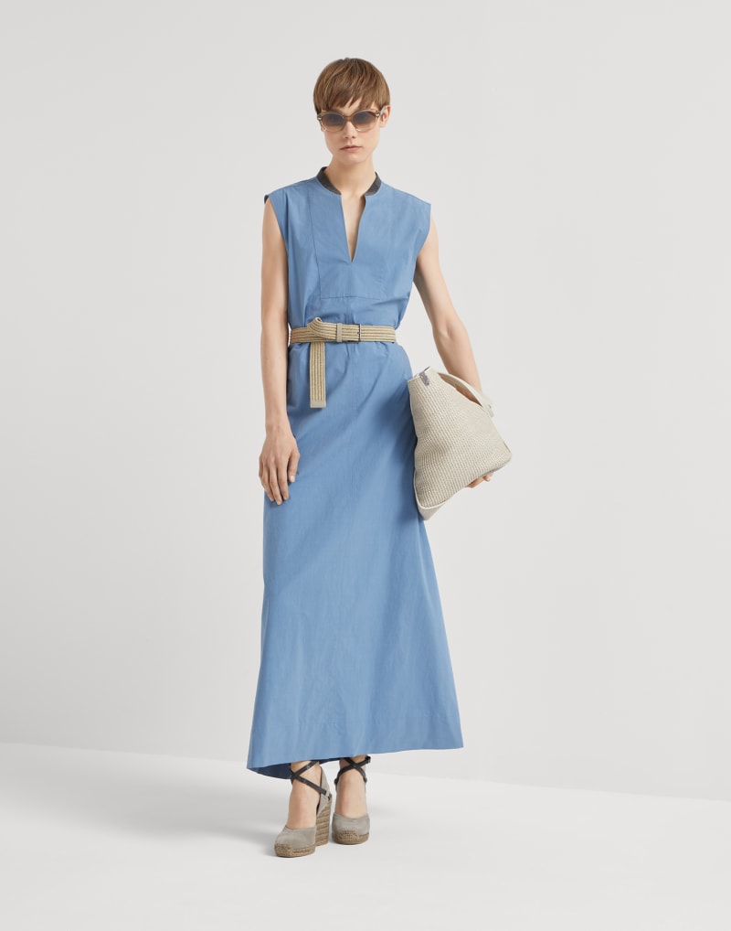 BRUNELLO CUCINELLI WOMEN'S LIGHT BLUE SLEEVELESS DRESS