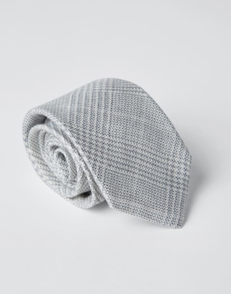 BRUNELLO CUCINELLI MEN'S LIGHT GREY LINEN SILK TIE