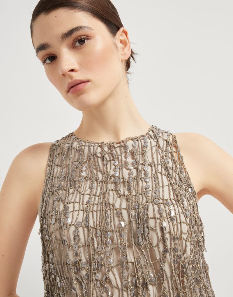 BRUNELLO CUCINELLI WOMEN'S GOLD SLEEVELESS EMBELLISHED TOP