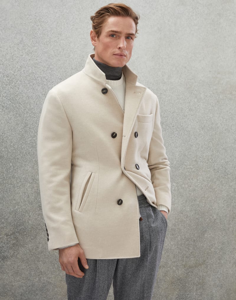 BRUNELLO CUCINELLI MEN'S OFF WHITE WOOL TAILORED JACKET