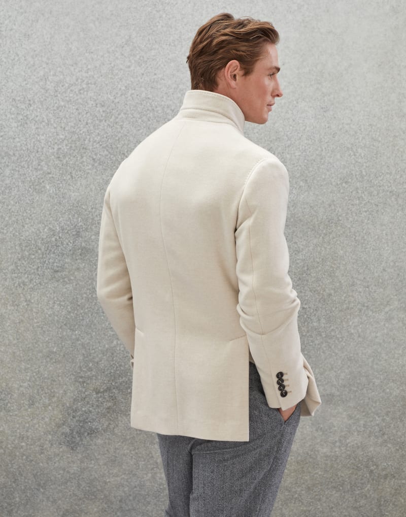 BRUNELLO CUCINELLI MEN'S OFF WHITE WOOL TAILORED JACKET