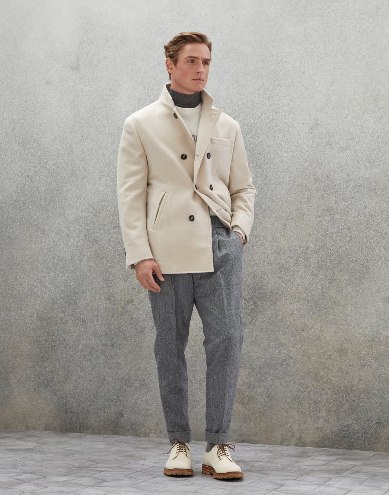 BRUNELLO CUCINELLI MEN'S OFF WHITE WOOL TAILORED JACKET