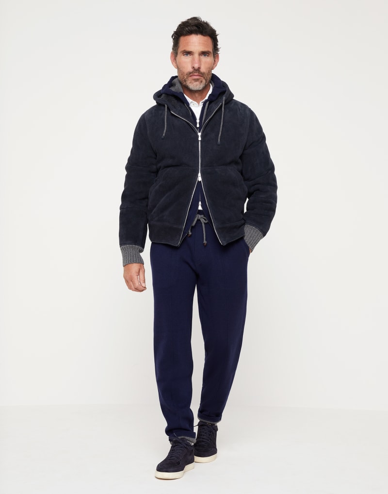 BRUNELLO CUCINELLI MEN'S NAVY WOOL TAPERED TROUSERS