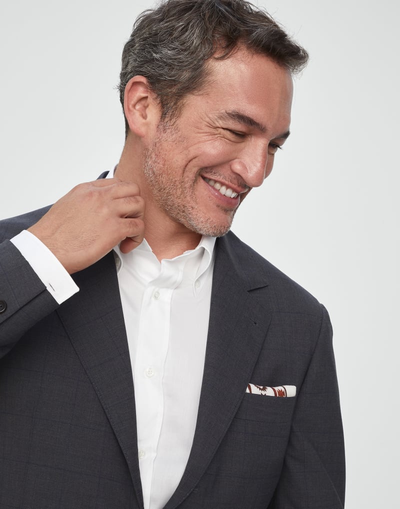 BRUNELLO CUCINELLI MEN'S DARK GREY WOOL BLAZER