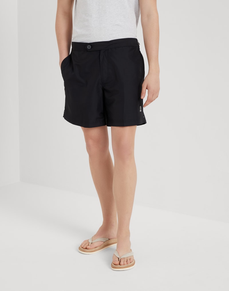 BRUNELLO CUCINELLI MEN'S BLACK TAILORED SWIM SHORTS