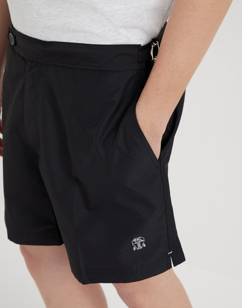 BRUNELLO CUCINELLI MEN'S BLACK TAILORED SWIM SHORTS
