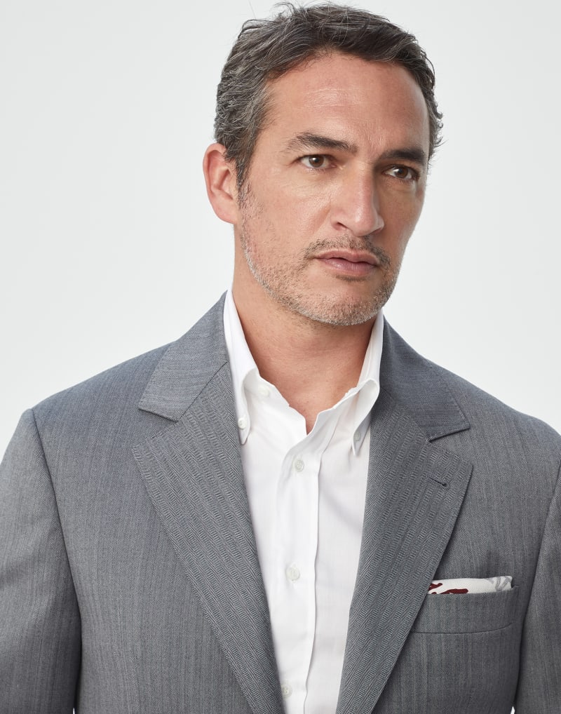 BRUNELLO CUCINELLI MEN'S GREY WOOL TAILORED BLAZER