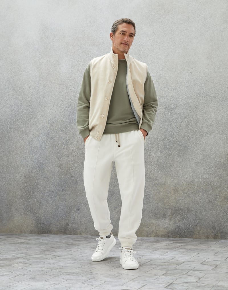 BRUNELLO CUCINELLI MEN'S LIGHT GREEN COTTON SWEATER