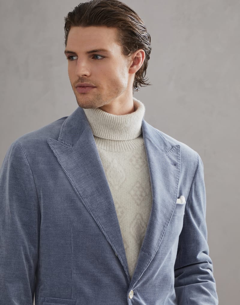 BRUNELLO CUCINELLI MEN'S LIGHT BLUE WOOL BLEND SUIT