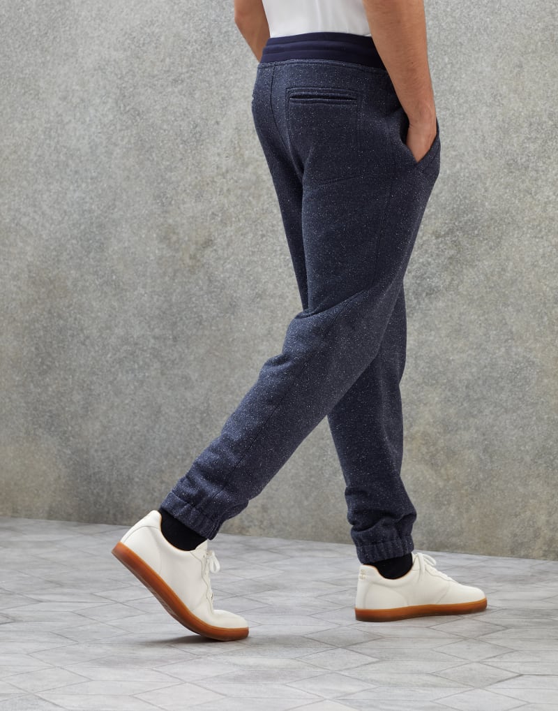 BRUNELLO CUCINELLI MEN'S DARK BLUE COTTON BLEND JOGGERS
