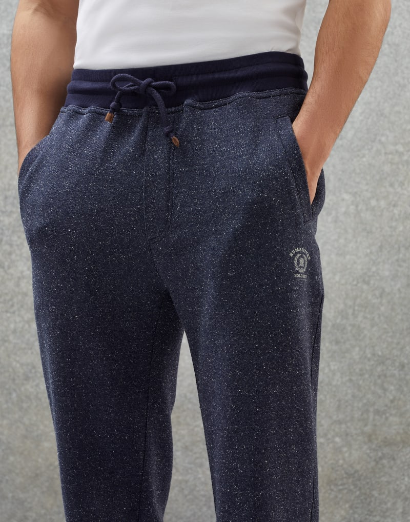 BRUNELLO CUCINELLI MEN'S DARK BLUE COTTON BLEND JOGGERS