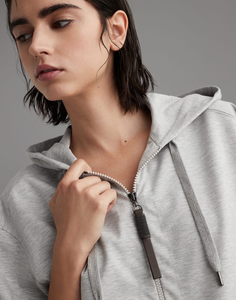 BRUNELLO CUCINELLI WOMEN'S LIGHT GREY RELAXED HOODIE