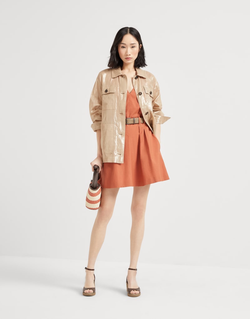 BRUNELLO CUCINELLI WOMEN'S RUST SLEEVELESS BELTED DRESS