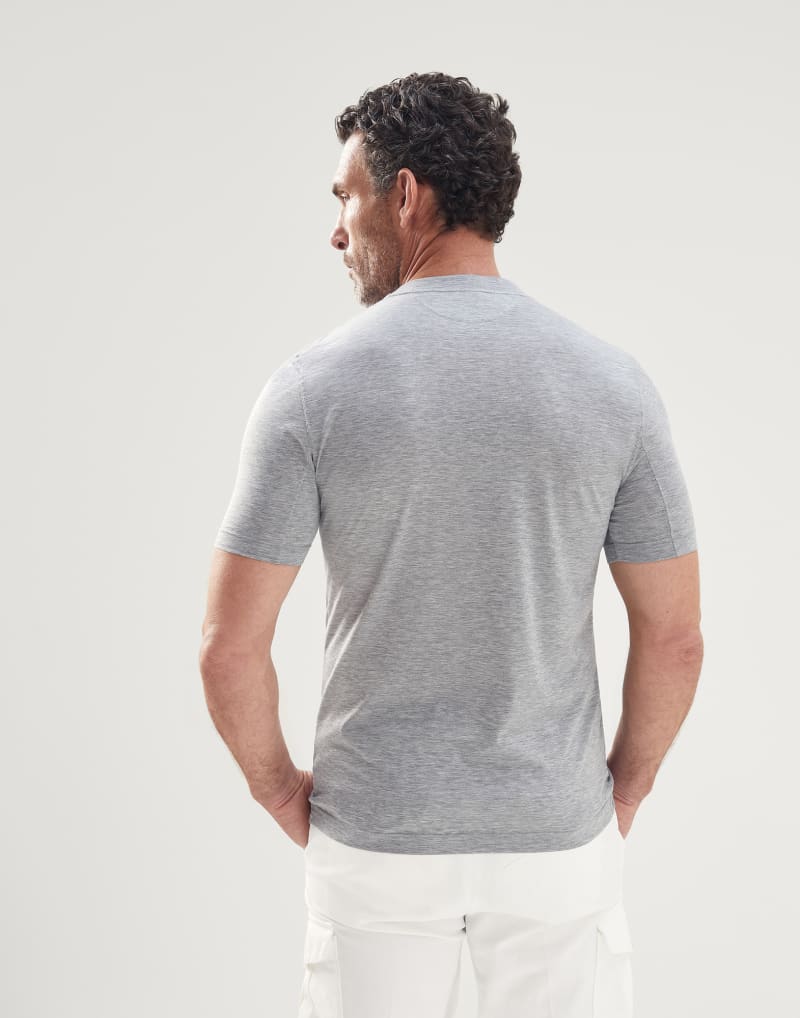BRUNELLO CUCINELLI MEN'S LIGHT GREY SILK SHIRT