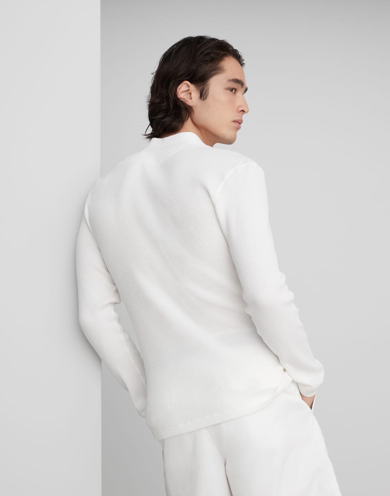BRUNELLO CUCINELLI MEN'S OFF WHITE WAFFLE KNIT SHIRT