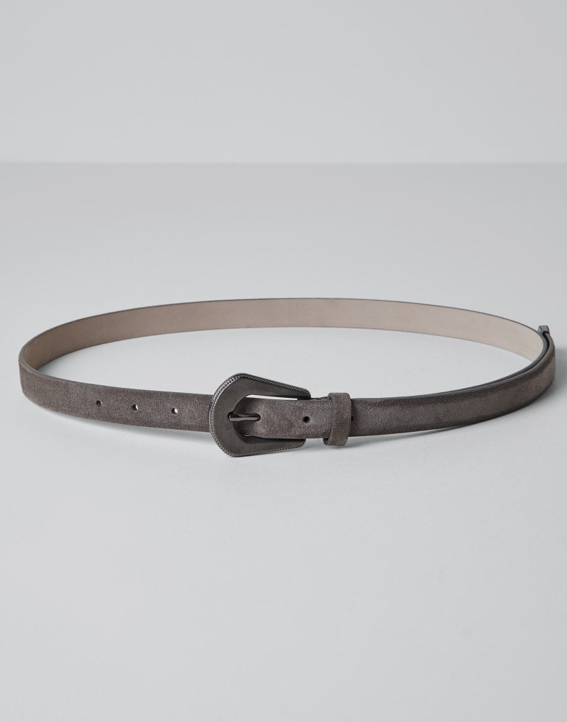 BRUNELLO CUCINELLI WOMEN'S GREY LEATHER BELT