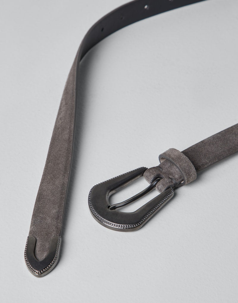 BRUNELLO CUCINELLI WOMEN'S GREY LEATHER BELT