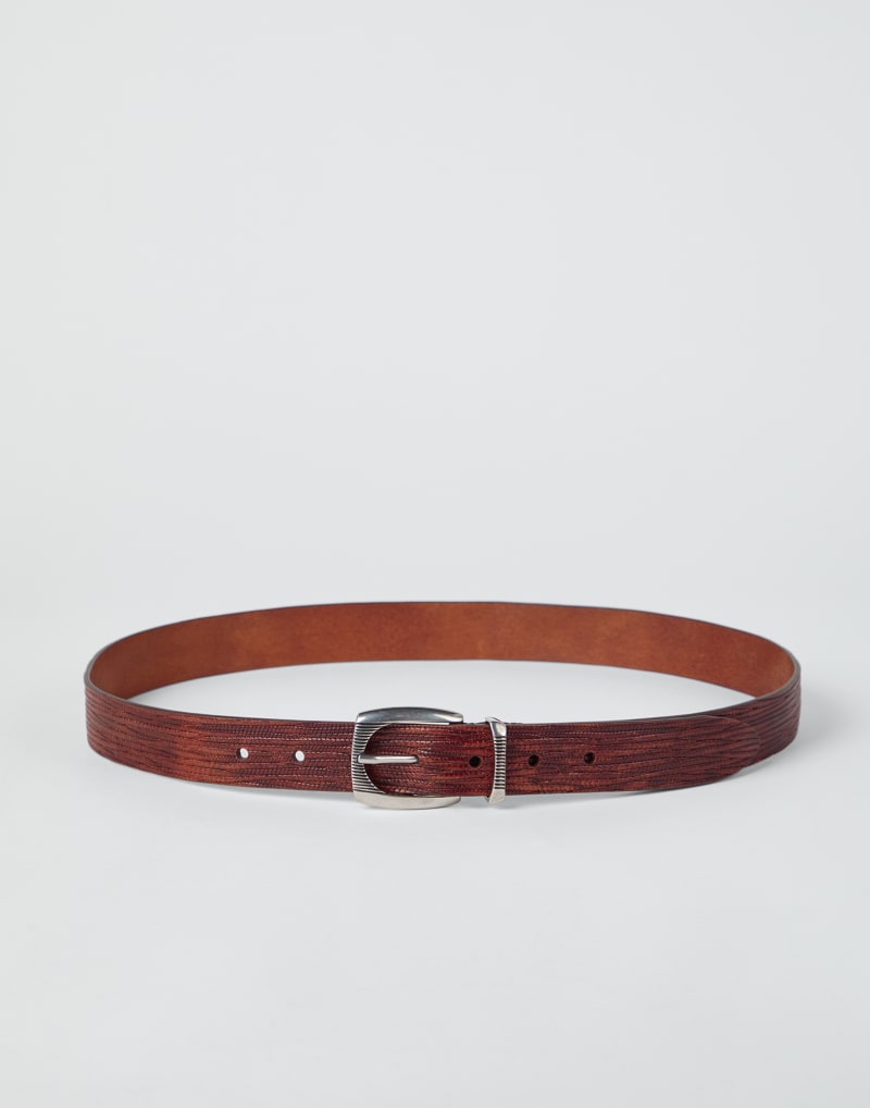 BRUNELLO CUCINELLI MEN'S BROWN LEATHER CLASSIC BELT