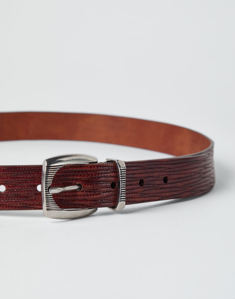 BRUNELLO CUCINELLI MEN'S BROWN LEATHER CLASSIC BELT