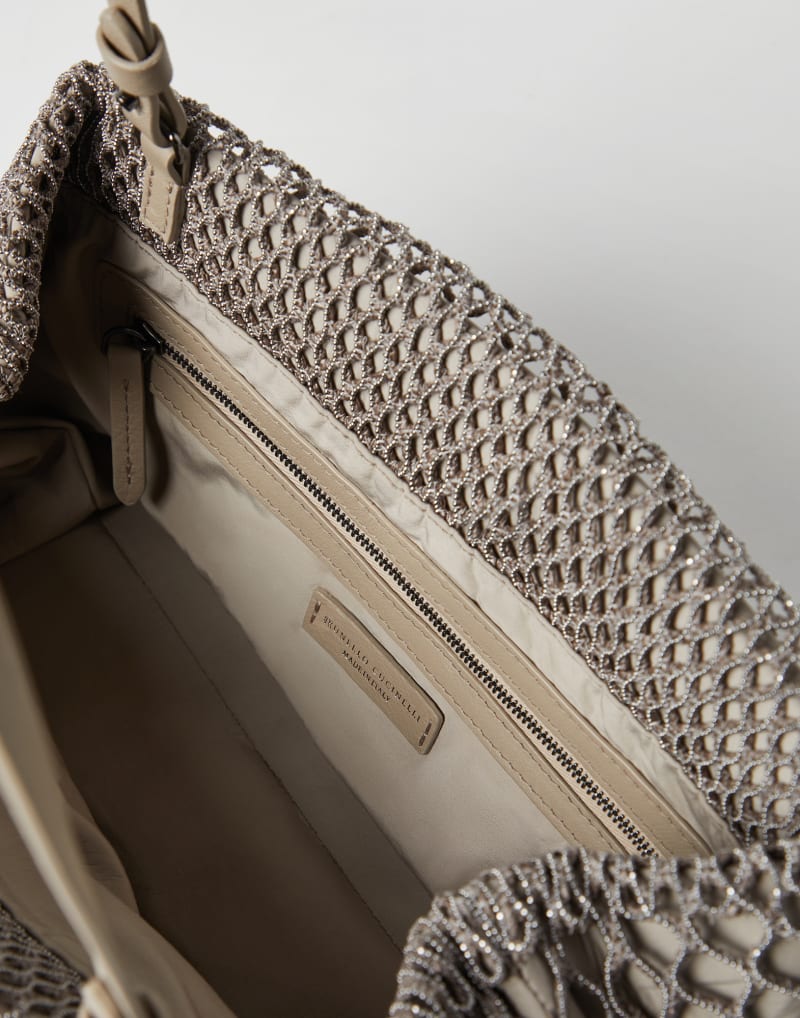 BRUNELLO CUCINELLI WOMEN'S BEIGE NETTED CLUTCH BAG
